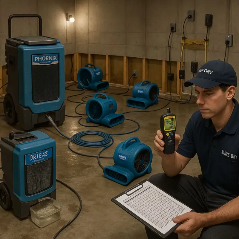 Structural Drying and Dehumidification process in South Miami Heights, FL